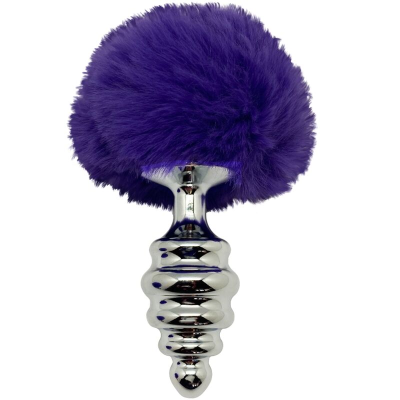 Alive - Plug De Prazer Anal Espiral Metal Fluffy Violeta Oscuro Tamanho S