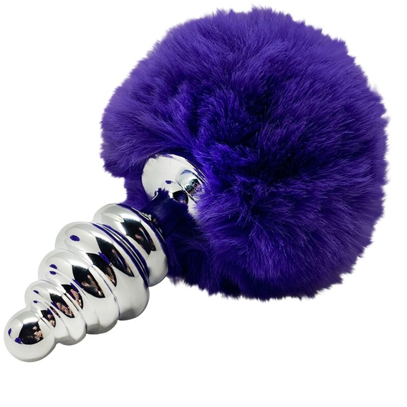 Alive - Plug De Prazer Anal Espiral Metal Fluffy Violeta Oscuro Tamanho S