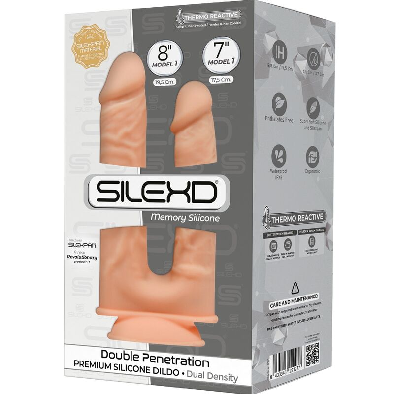 SILEXD - MODELO 1 PÊNIS REALISTA DUPLA PENETRACION PREMIUM SILEXPAN SILICONA 17.5 / 19.5 CM
