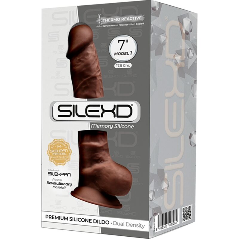 Silexd - Modelo 1 Pênis Realista Premium Silexpan Silicona Castanho 17,5 Cm