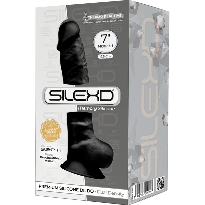 SILEXD - MODELO 1 PÊNIS REALISTA PREMIUM SILEXPAN SILICONA PRETO 17,5 CM