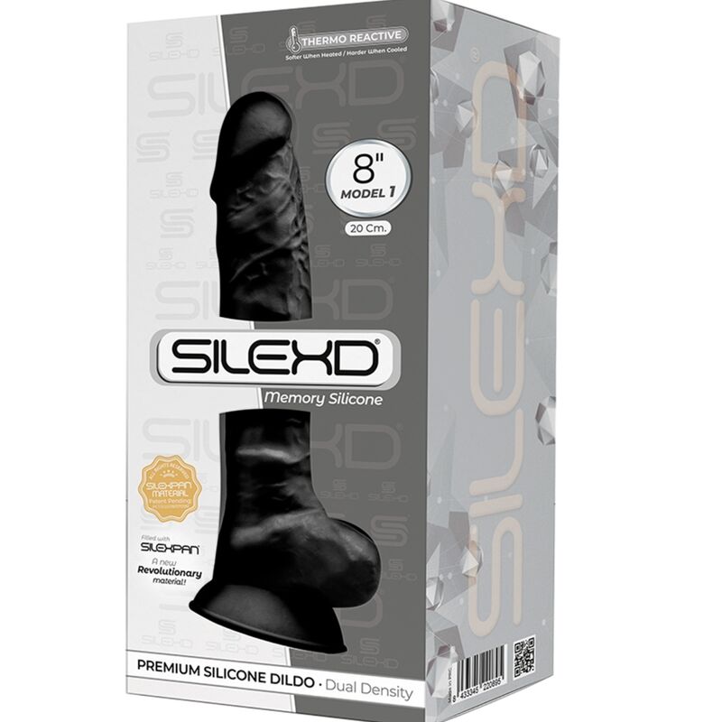 SILEXD - MODELO 1 PÊNIS REALÍSTICO PREMIUM SILEXPAN SILICONA PRETO 20 CM