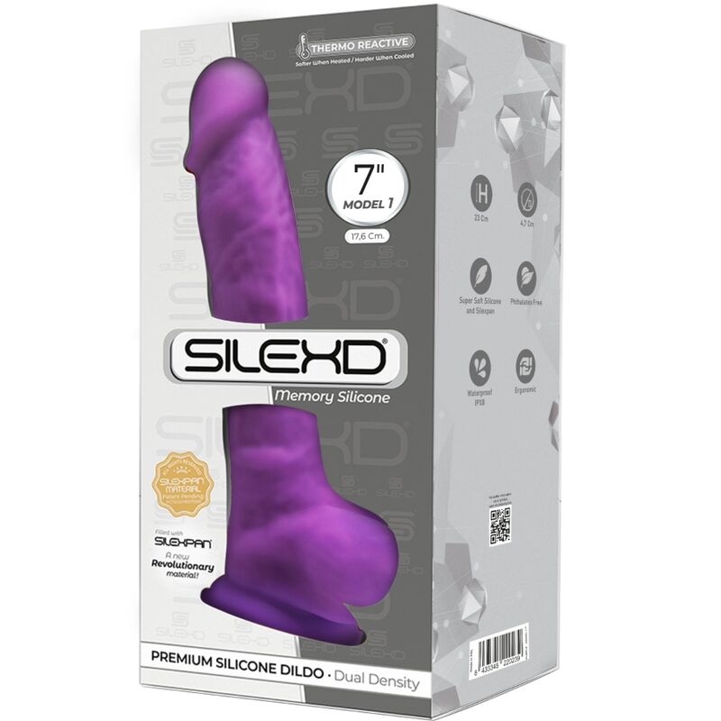 SILEXD - MODELO 1 PÊNIS REALÍSTICO PREMIUM SILEXPAN SILICONA VIOLETA 17.5 CM