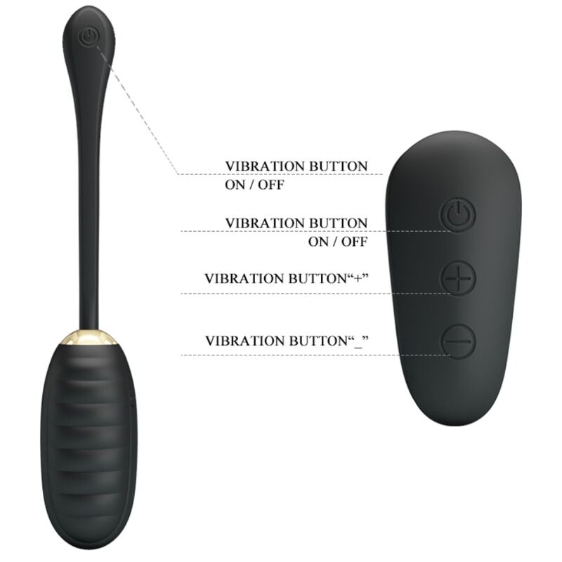 PRETTY LOVE - DOREEN OVO VIBRADOR DE LUXO RECARREGÁVEL PRETO COM CONTROLO REMOTO