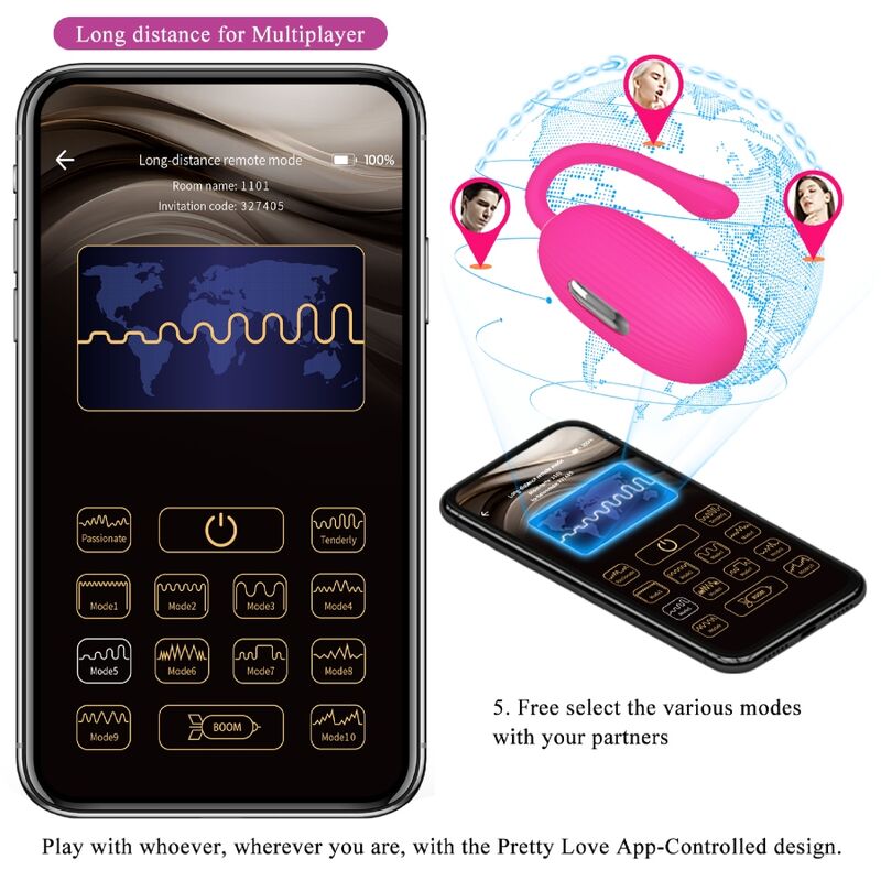 PRETTY LOVE - DOREEN OVO VIBRADOR RECARREGÁVEL MAGENTA COM CONTROLO REMOTO