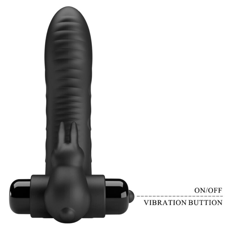 PRETTY LOVE - VANCE CAPA DE DEDO VIBRADOR COELHO PRETA