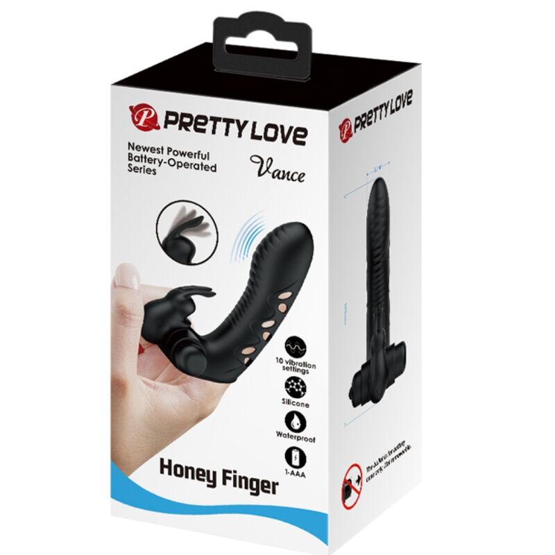 PRETTY LOVE - VANCE CAPA DE DEDO VIBRADOR COELHO PRETA