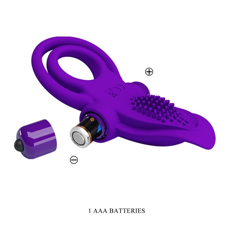 Anel Vibrante Roxo Pretty Love para pene con 10 modos de vibración