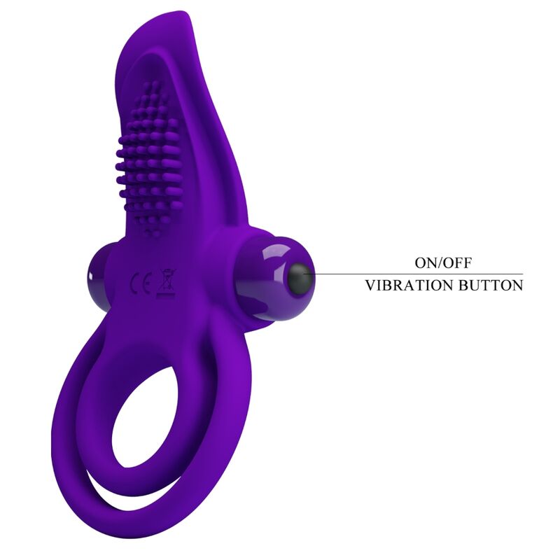 Anel Vibrante Roxo Pretty Love para pene con 10 modos de vibración