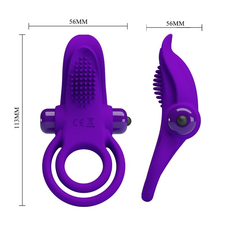 Anel Vibrante Roxo Pretty Love para pene con 10 modos de vibración