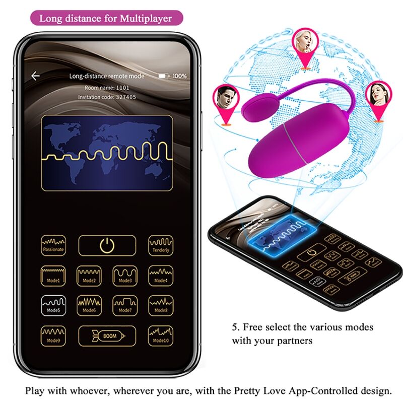 PRETTY LOVE - NYMPH OVO VIBRADOR CONTROLADO POR APP VIOLETA