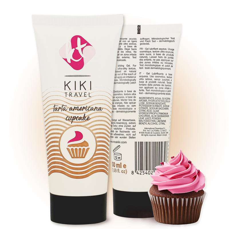 KIKÍ TRAVEL - GEL DESLIZANTE SABOR BOLO AMERICANO CUPCAKE 50 ML - Sex Shop Sexy