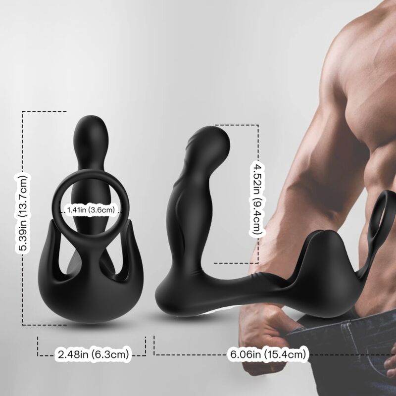 Armony - Vibrador Surround Anal y Estimulador Testículos y Anel Control Remoto Negro
