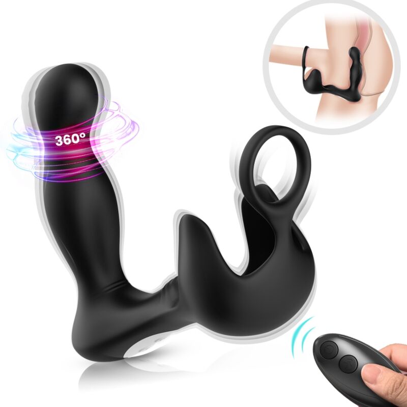 Armony - Vibrador Surround Anal y Estimulador Testículos y Anel Control Remoto Negro