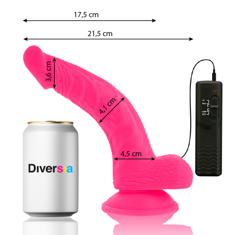 DIVERSIA - DILDO REALISTA FLEXÍVEL COM VIBRAÇÃO ROSA 21.5 CM -Ø- 4.5 CM