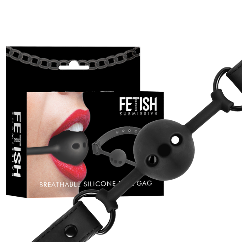 FETISH BONDAGE SUMISIVO - MORDAÇA DE BOLA DE SILICONE RESPIRÁVEL