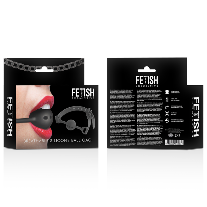 FETISH BONDAGE SUMISIVO - MORDAÇA DE BOLA DE SILICONE RESPIRÁVEL