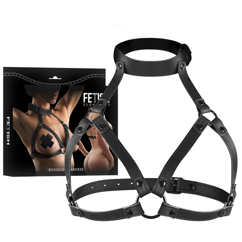 FETISH BONDAGE SUMISIVO - ARNÊS DE PEITO AJUSTÁVEL