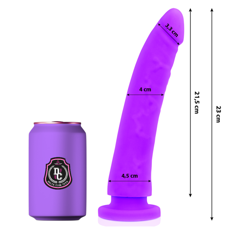 DELTA CLUB - JUGUETES DILDO LILA SILICONA MÉDICA 23 CM -O- 4.5 CM