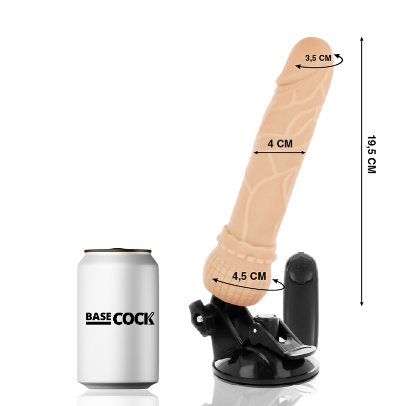 BASECOCK - CONTROLE REMOTO VIBRADOR REALÍSTICO BASECOCK PRETO 19,5 CM