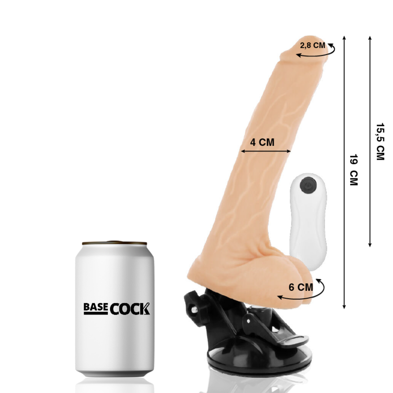 BASECOCK - VIBRADOR DE CONTROLE REMOTO REALISTA PRETO 19 CM -O- 4 CM