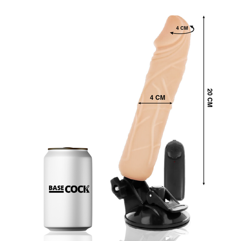 BASECOCK - CONTROLE REMOTO VIBRADOR REALÍSTICO PRETO 20 CM -O- 4 CM