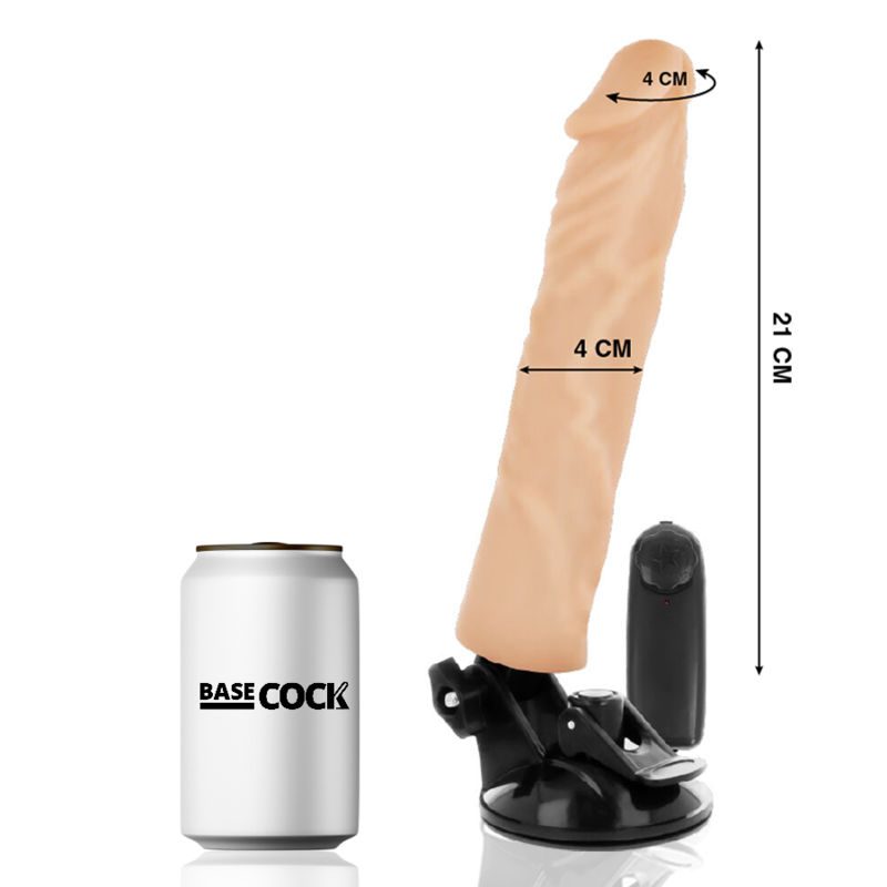 BASECOCK - CONTROLE REMOTO VIBRADOR REALÍSTICO PRETO 21 CM -O- 4 CM