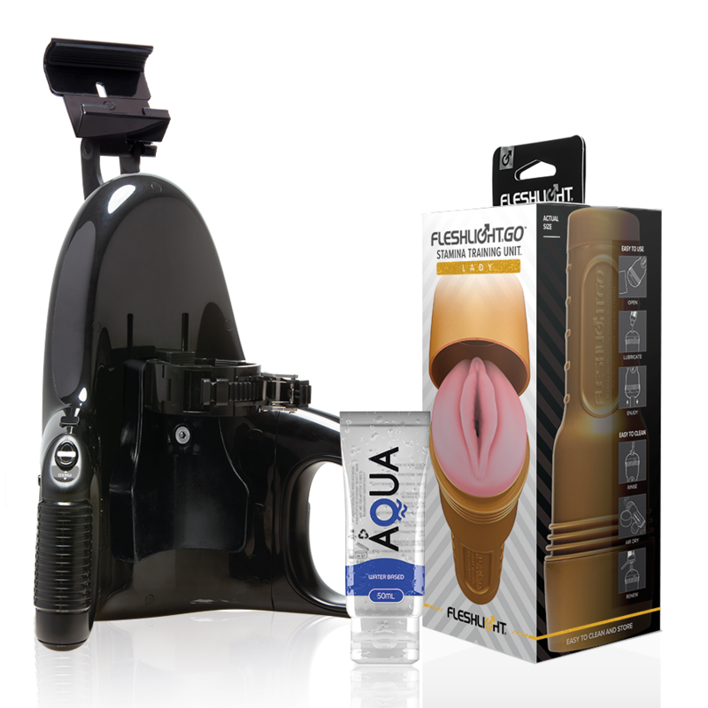 FLESHLIGHT - UNIDADE DE TREINAMENTO STAMINA GO SENHORA + LANÇAMENTO UNIVERSAL + LUBRIFICANTE AQUA CALIDAD 50 ML
