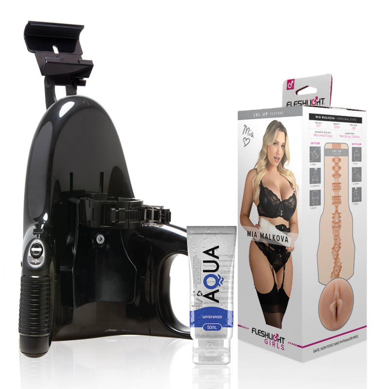 FLESHLIGHT - MIA MALKOVA VAGINA LVL UP + LANÇAMENTO UNIVERSAL + LUBRIFICANTE AQUA CALIDAD 50 ML