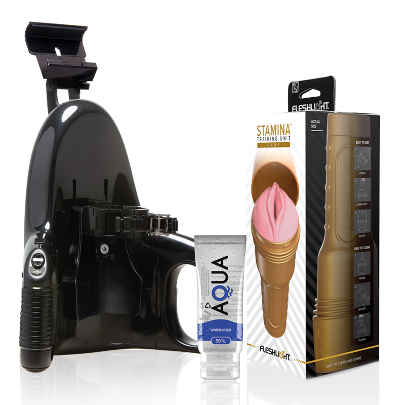 FLESHLIGHT - UNIDADE DE TREINAMENTO PINK LADY STAMINA + LANÇAMENTO UNIVERSAL + LUBRIFICANTE AQUA CALIDAD 50 ML