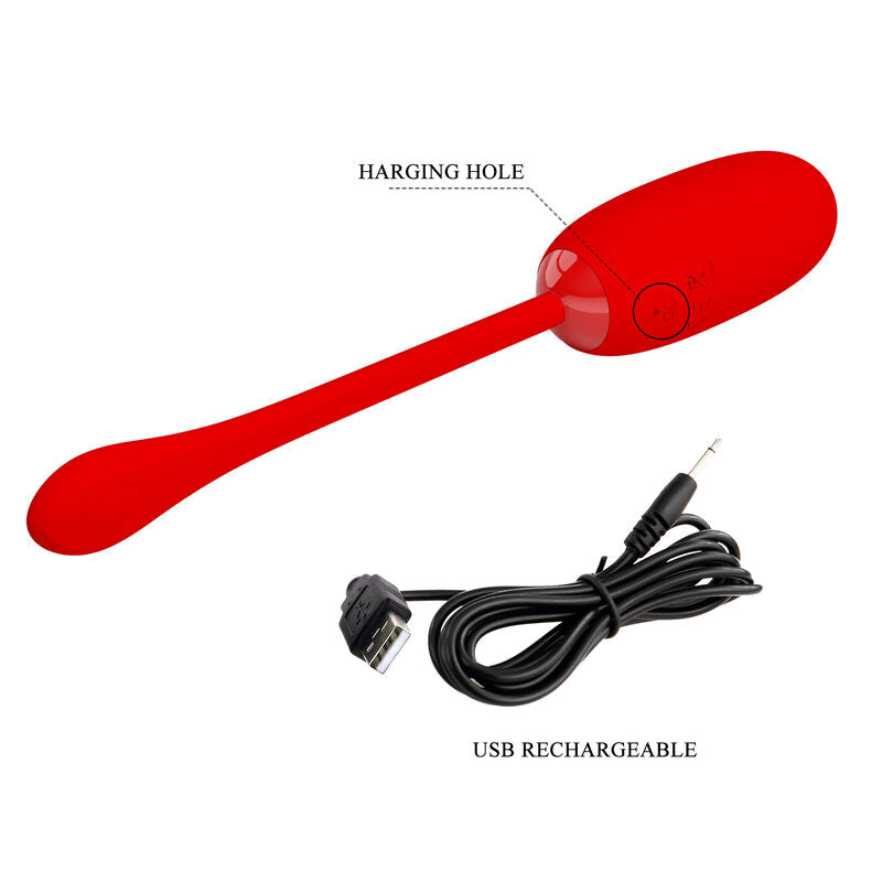 PRETTY LOVE - JULIUS OVO VIBRADOR IMPERMEÁVEL E RECARREGÁVEL VERMELHO