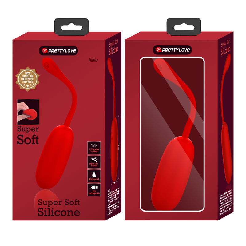 PRETTY LOVE - JULIUS OVO VIBRADOR IMPERMEÁVEL E RECARREGÁVEL VERMELHO
