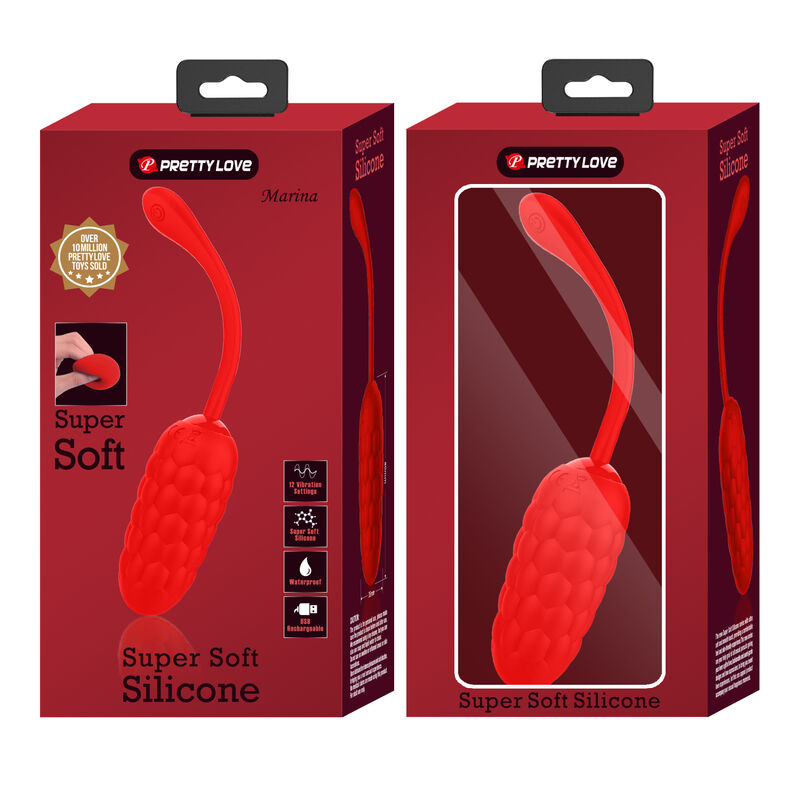 PRETTY LOVE - OVO VIBRADOR COM TEXTURA MARINHA RECARREGÁVEL VERMELHO