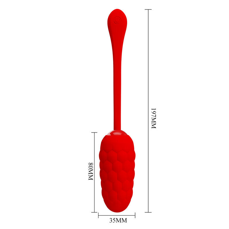 PRETTY LOVE - OVO VIBRADOR COM TEXTURA MARINHA RECARREGÁVEL VERMELHO