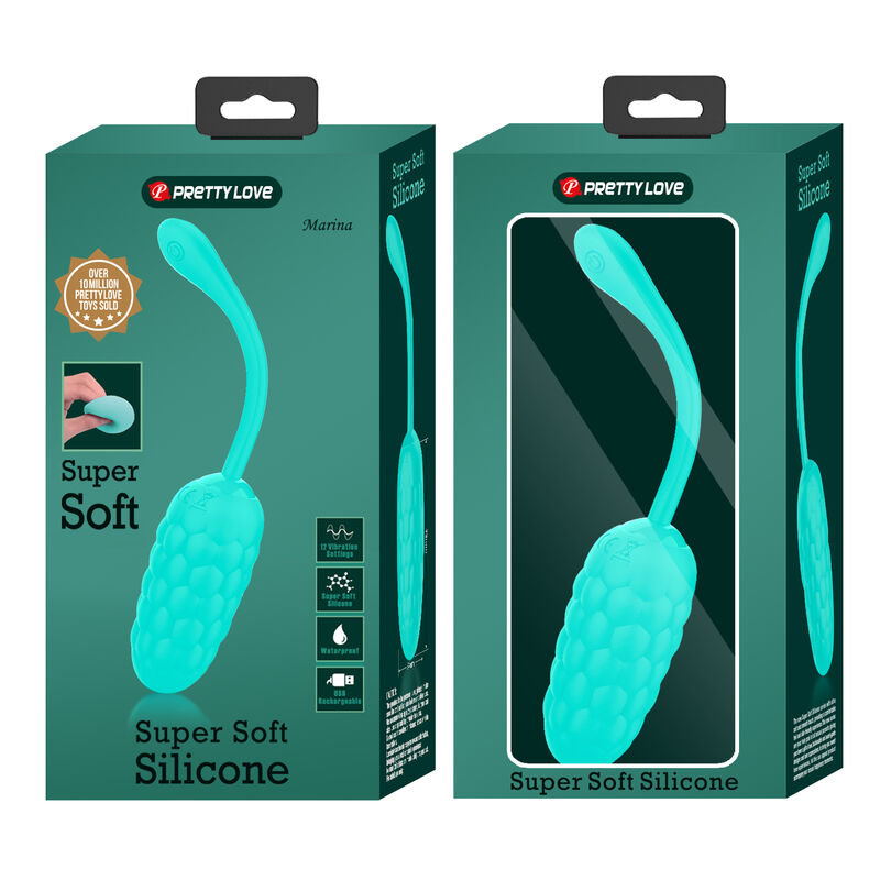 PRETTY LOVE - OVO VIBRADOR COM TEXTURA MARINHA RECARREGÁVEL VERDE ÁGUA