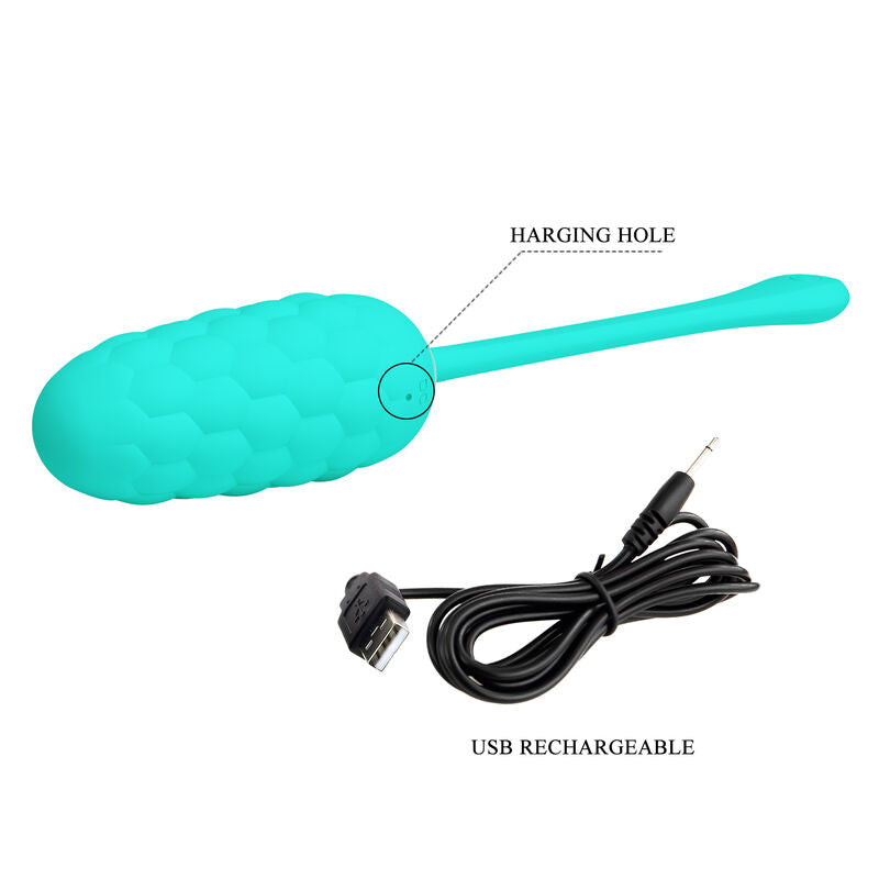 PRETTY LOVE - OVO VIBRADOR COM TEXTURA MARINHA RECARREGÁVEL VERDE ÁGUA