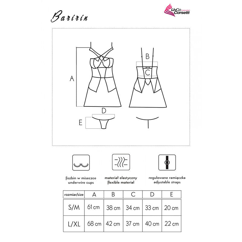 LIVCO CORSETTI FASHION - BARIRIN LC 90633 SAIA + CUECA PRETO L/XL