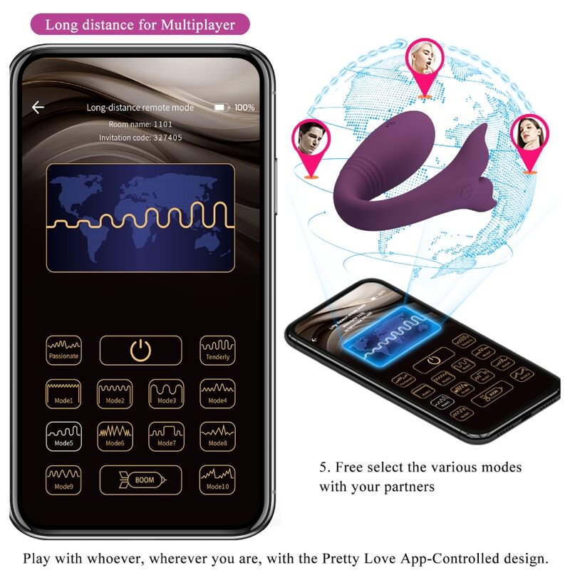 PRETTY LOVE - JAYLEEN VIBRADOR APP CONTROL REMOTO ROXO