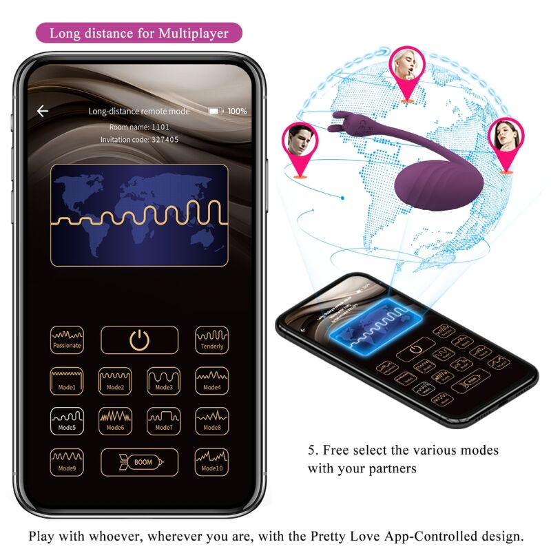 PRETTY LOVE - CATALINA VIBRADOR APP CONTROL REMOTO ROXO