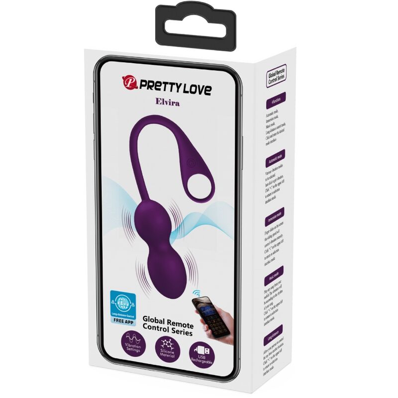 PRETTY LOVE - ELVIRA KEGEL BALLS APP CONTROL REMOTO ROXO