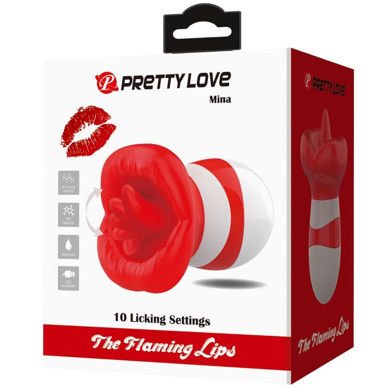PRETTY LOVE - MINA ESTIMULADOR EM FORMA DE LÍNGUA VERMELHO CLARO