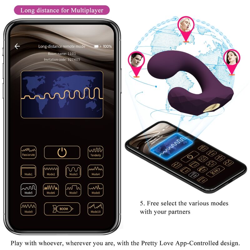 PRETTY LOVE - BILLY CONTROLE REMOTO VIBRATION ROXO APLICATIVO GRATUITO