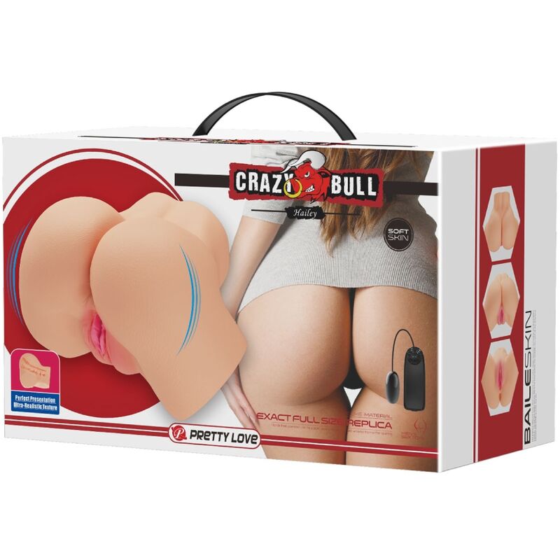 CRAZY BULL - VIBRADOR REALÍSTICO DE VAGINA Y NUS HAILEY