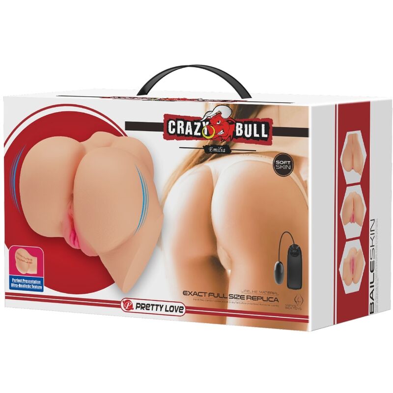 CRAZY BULL - VIBRADOR REALISTA DE VAGINA Y NUS EMILIA