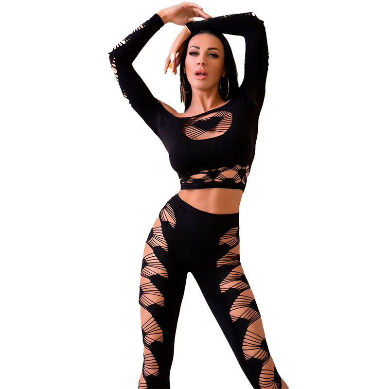 CHILIROSE - CR 4436 TOP Y LEGGINS PRETO S/L