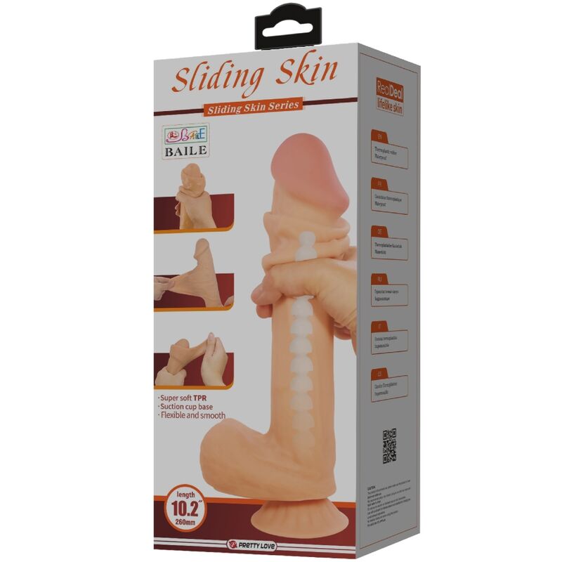 PRETTY LOVE - SLIDING SKIN SERIES DILDO REALISTA COM VENTOSA PELE DESLIZANTE 26 CM