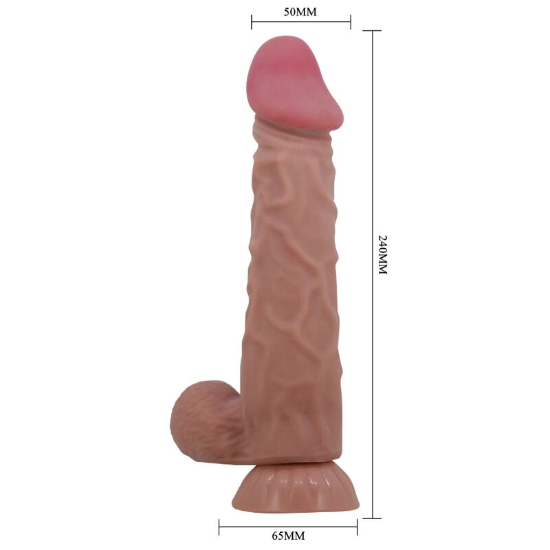 PRETTY LOVE - SLIDING SKIN SERIES DILDO REALISTA COM VENTOSA PELE DESLIZANTE MORENO 24 CM