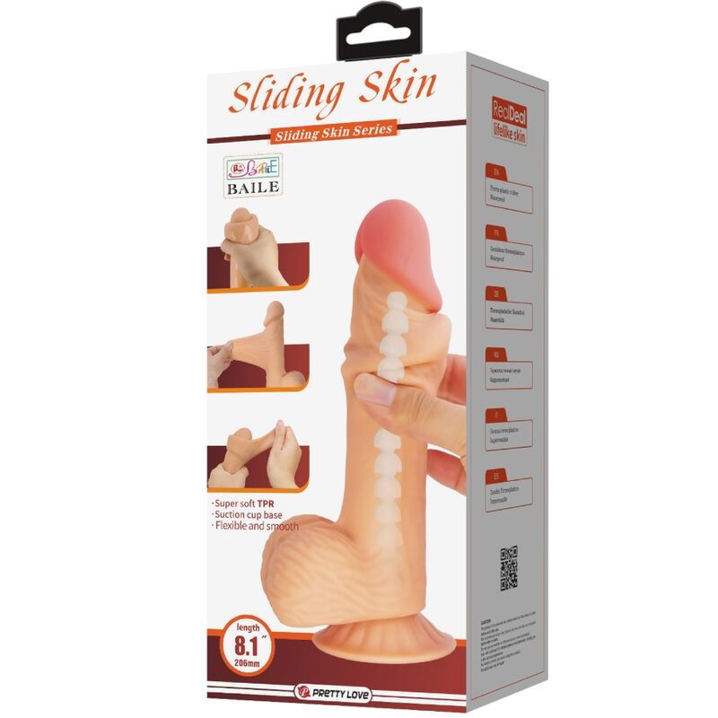 PRETTY LOVE - SLIDING SKIN SERIES DILDO REALISTA COM VENTOSA PELE DESLIZANTE 20,6 CM