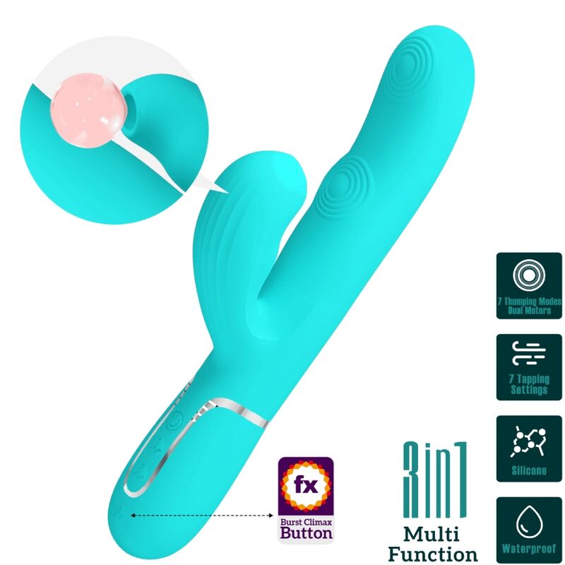 PRETTY LOVE - PERLITA VIBRADOR PONTO G 3 EM 1 MULTIFUNÇÕES VERDE ÁGUA