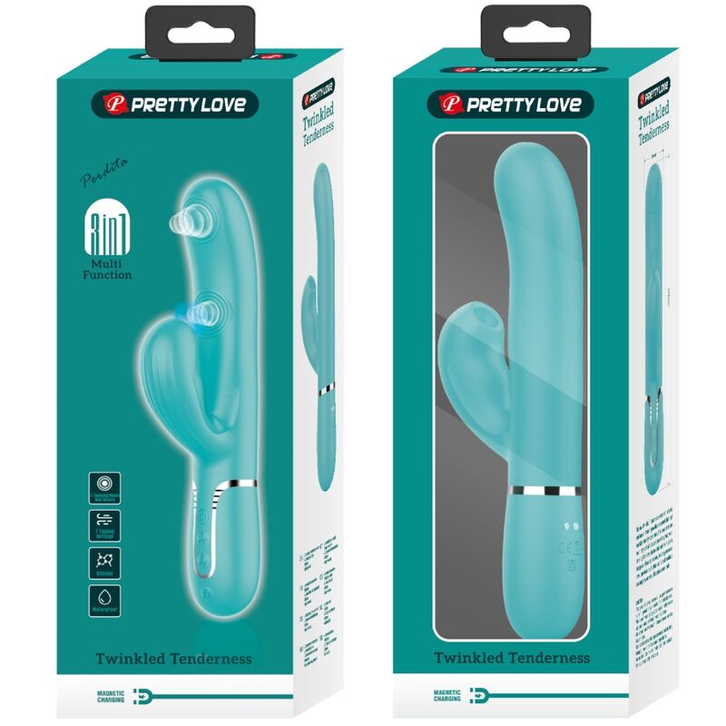 PRETTY LOVE - PERLITA VIBRADOR PONTO G 3 EM 1 MULTIFUNÇÕES VERDE ÁGUA